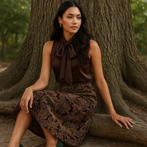 Ann Taylor LOFT Velvet Paisley A-Line Skirt